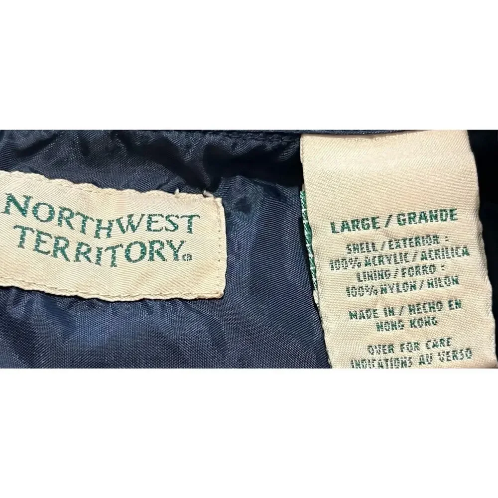 Vintage 90s Flannel Shirt Mens Large Blue Stripe Acrylic Northwest Territory